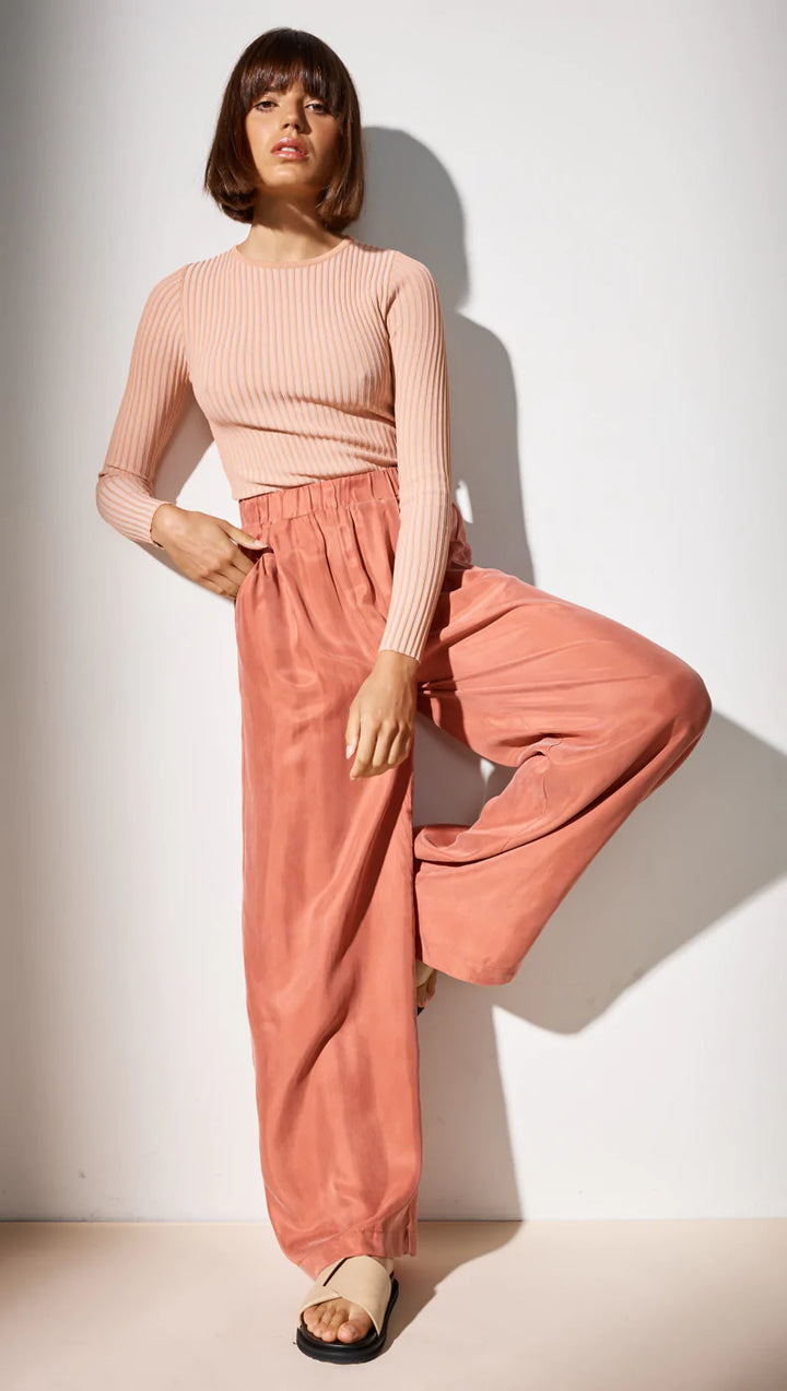 Elena Wide Leg Pant - Terracotta