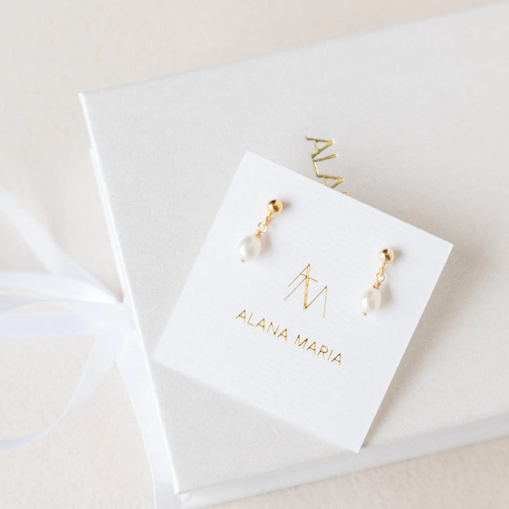 Lulita Freshwater Pearl Earrings- Gold