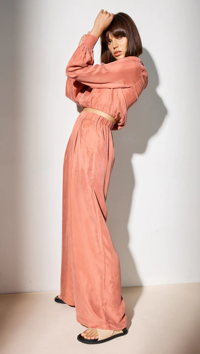 Elena Wide Leg Pant - Terracotta