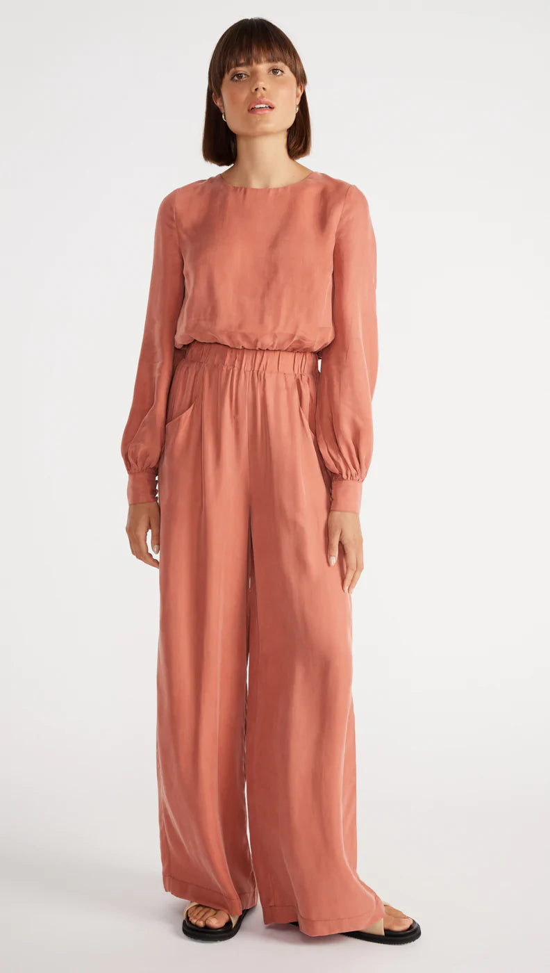Elena Wide Leg Pant - Terracotta