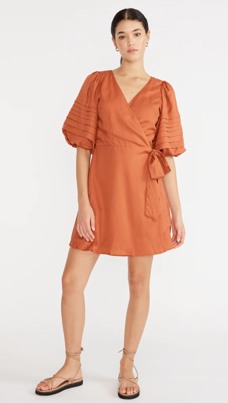 Lucia Wrap Mini Dress - Masala