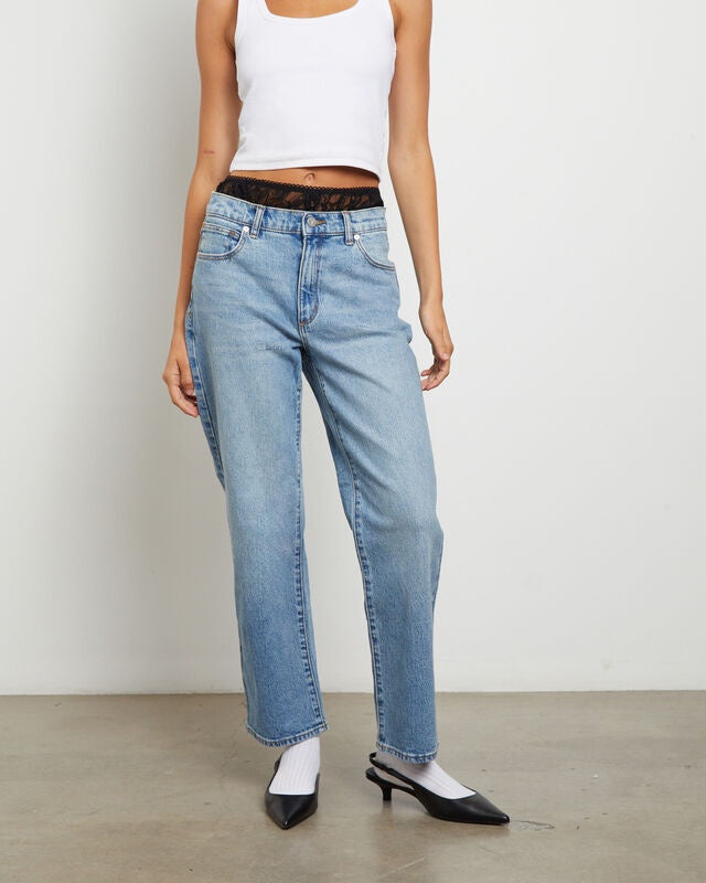 Abrand Mid Straight Crop Jean - Sydney - Mid Vintage Blue