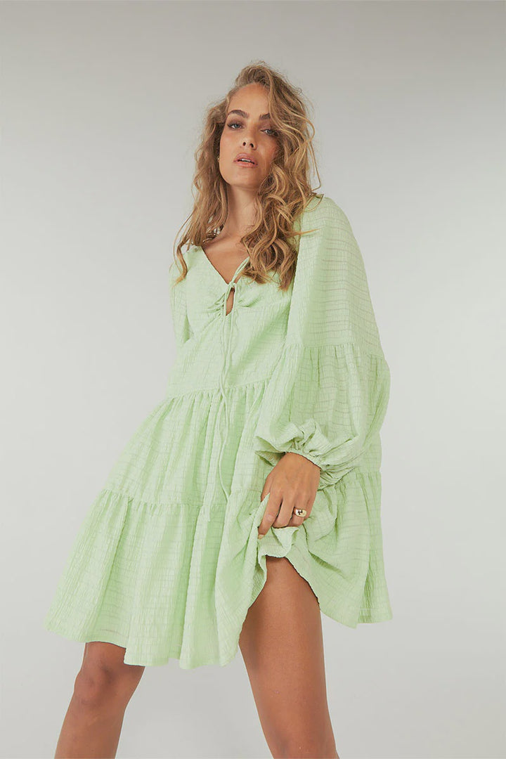 Lucid Smock Dress- Lime
