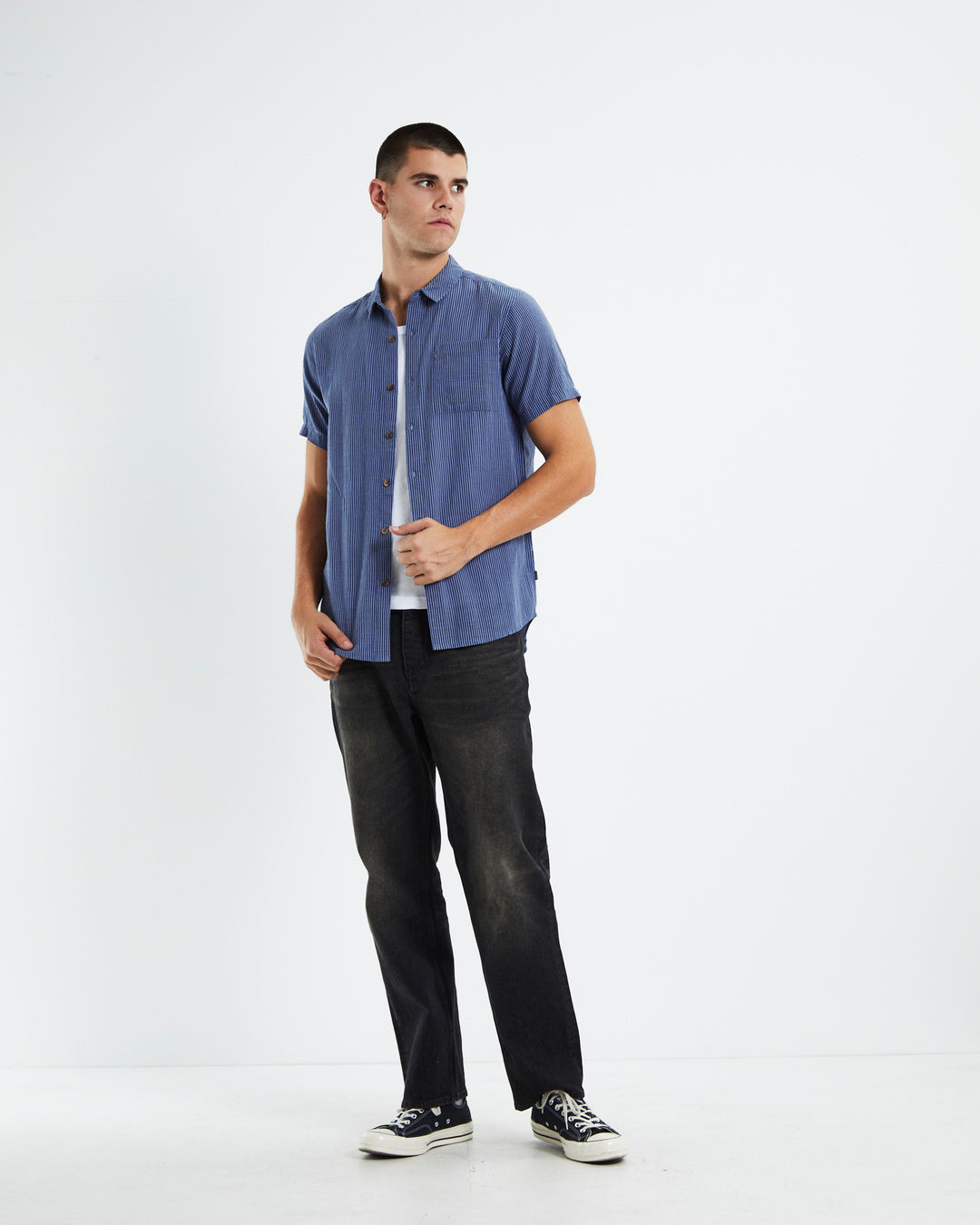 Bon Micro Stripes Shirt - Blue