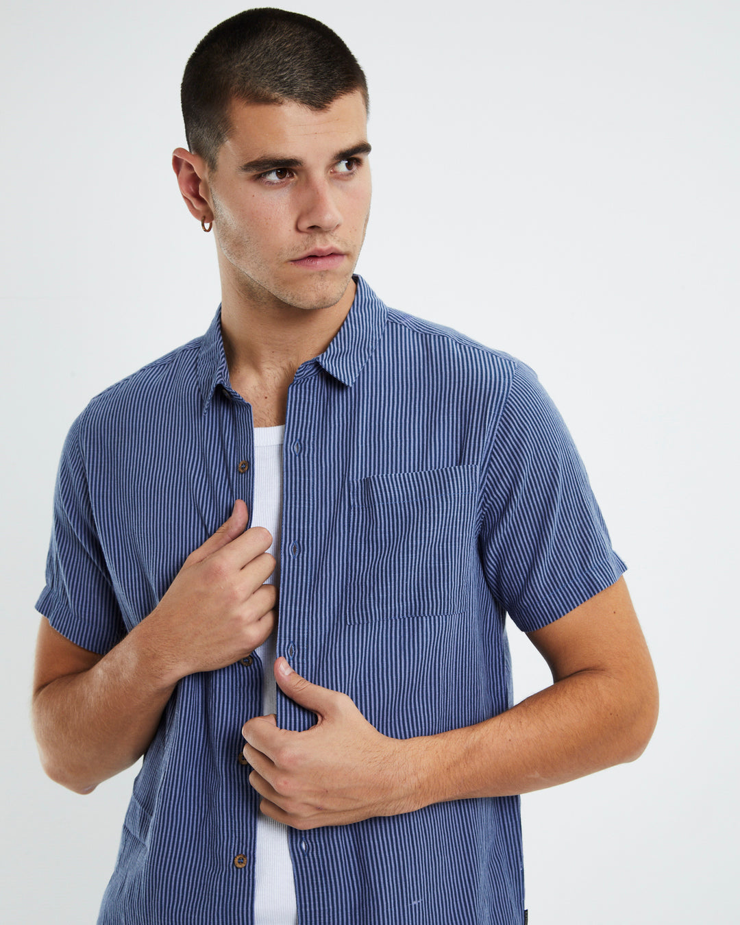 Bon Micro Stripes Shirt - Blue