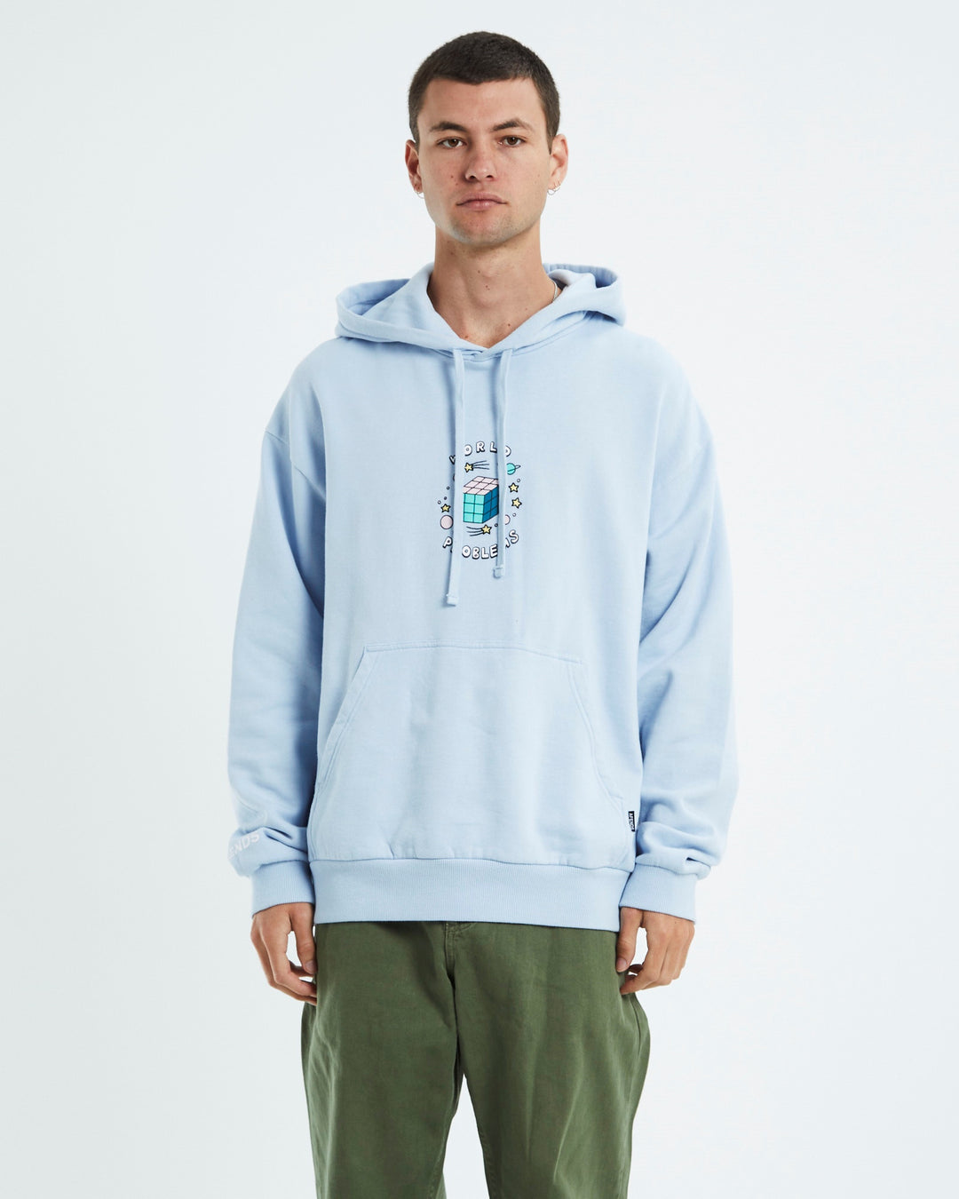 World Problems Recycled Pull On Hood- Powder Blue