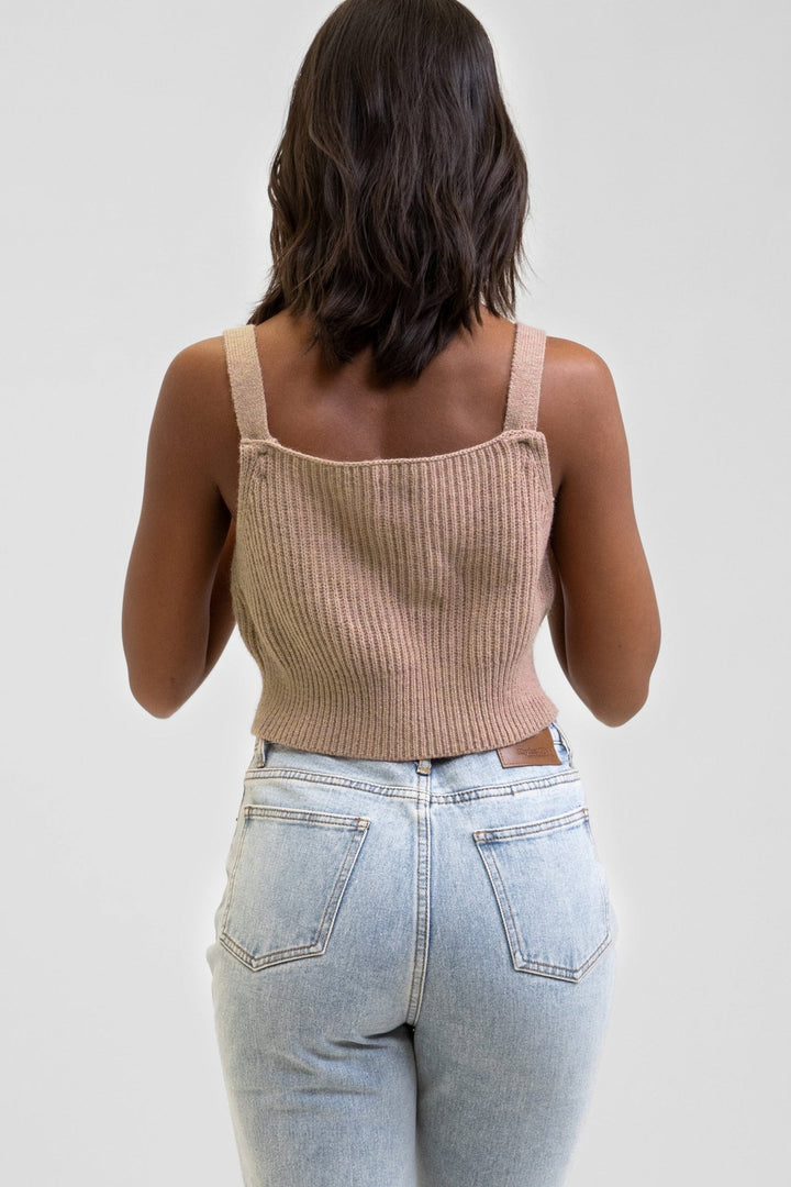 Lila Knitted Cropped Top - Mocha