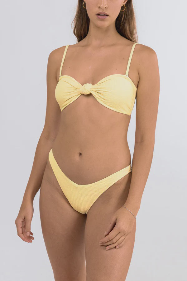 Isla Rib Knitted Bandeau Top - Butter Yellow