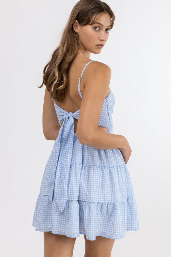 Maisy Check Mini Dress - Blue