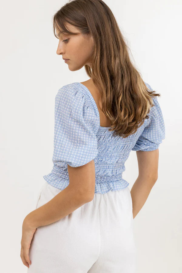 Maisy Check Smocked Top - Blue