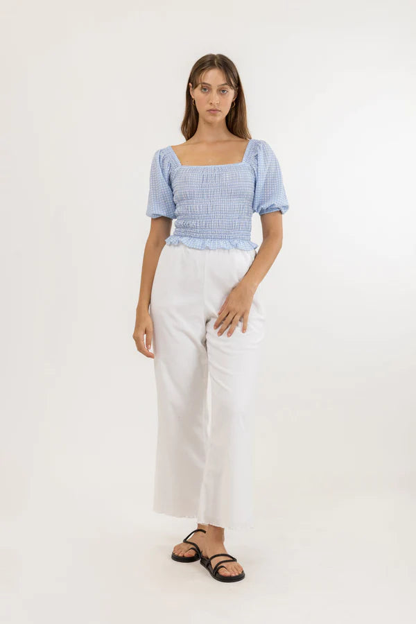 Maisy Check Smocked Top - Blue