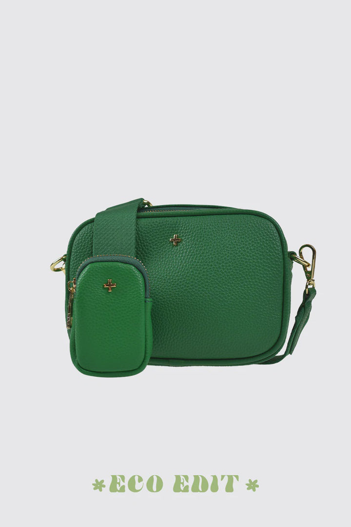 Justice Camera Bag With Webbing Strap - Green Pebble/Gold