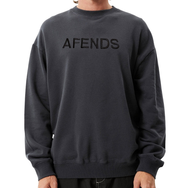 Afends Disguise Recycled Crew Neck Jumper - Charcoal