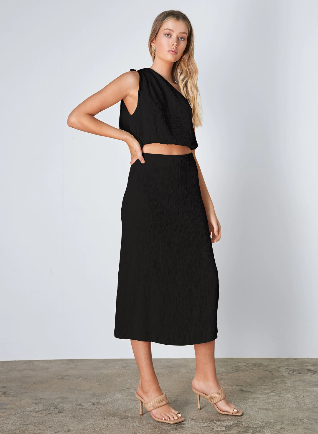 Cove One Shoulder Top- Black