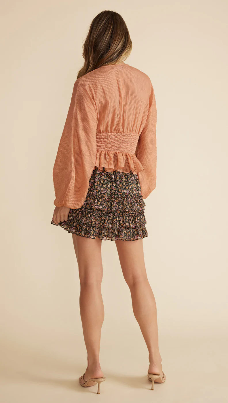 Tahlia Shirred Blouse - Terracotta
