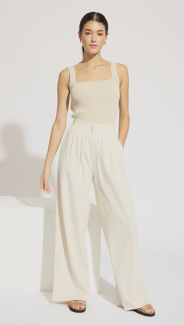 Elena Wide Leg Pants - Beige