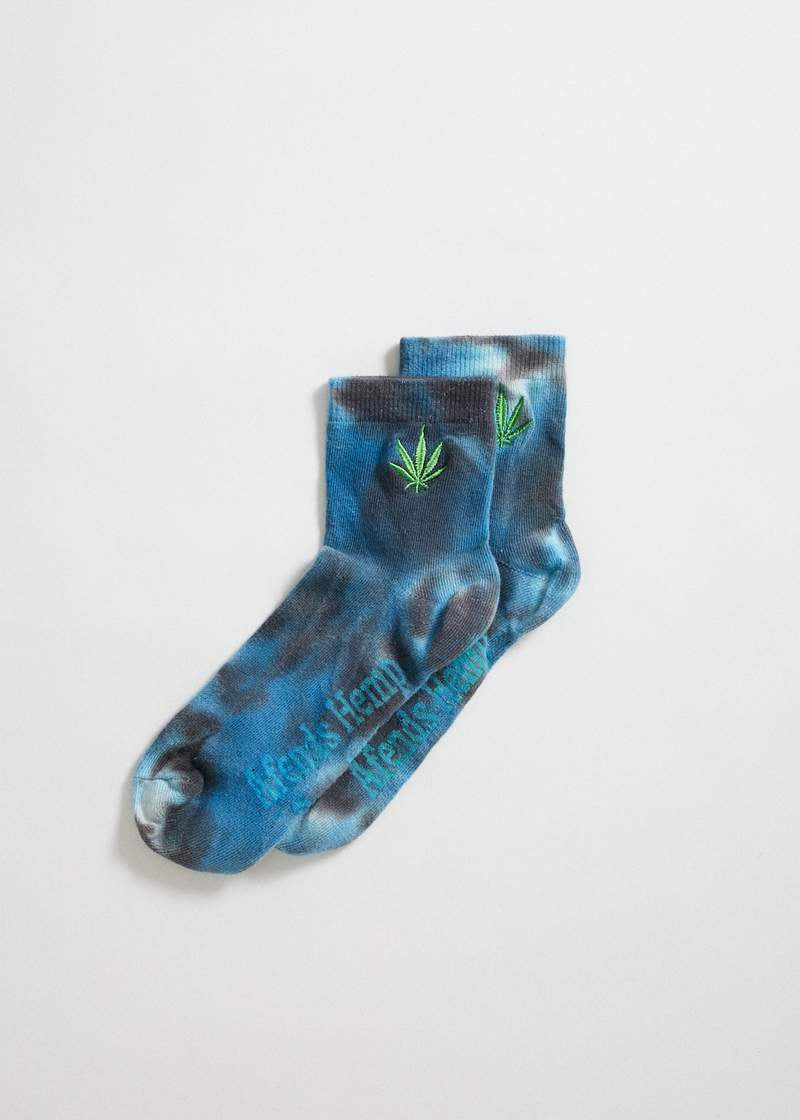 Happy Trip Hemp Socks - Black Blue Tie Dye