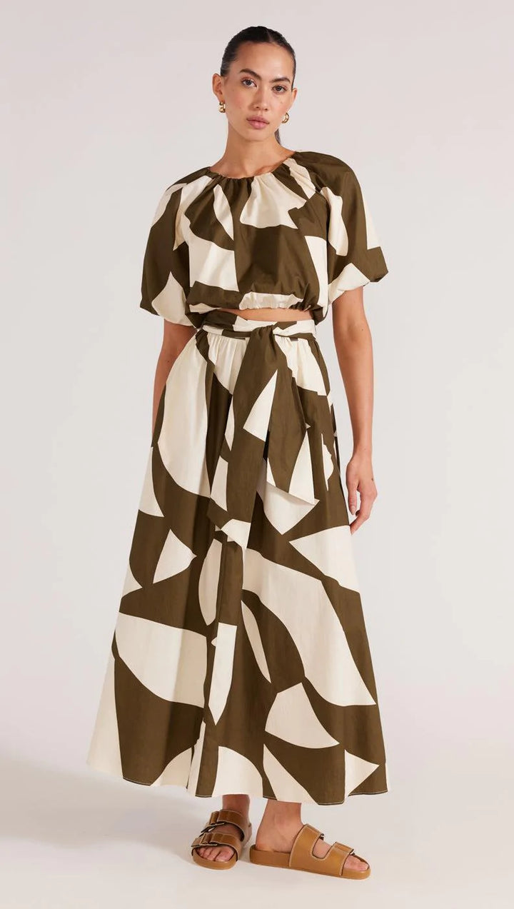 Moda Crop Blouse- Olive