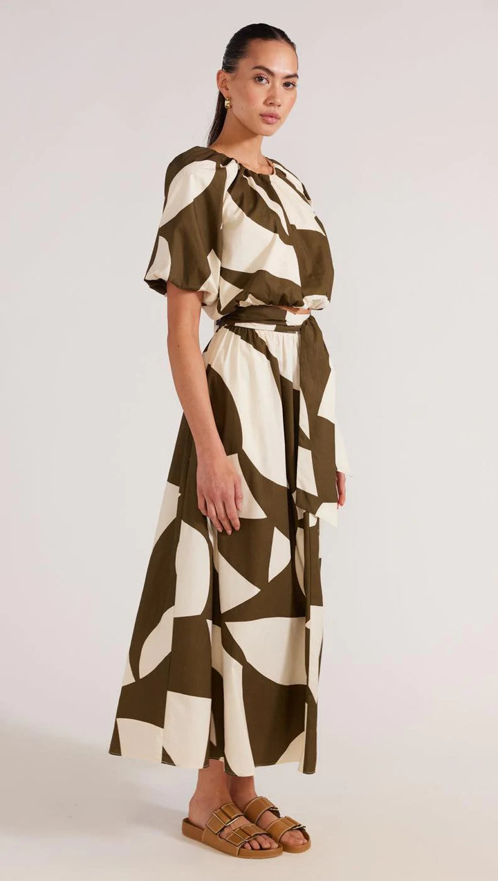 Moda Crop Blouse- Olive