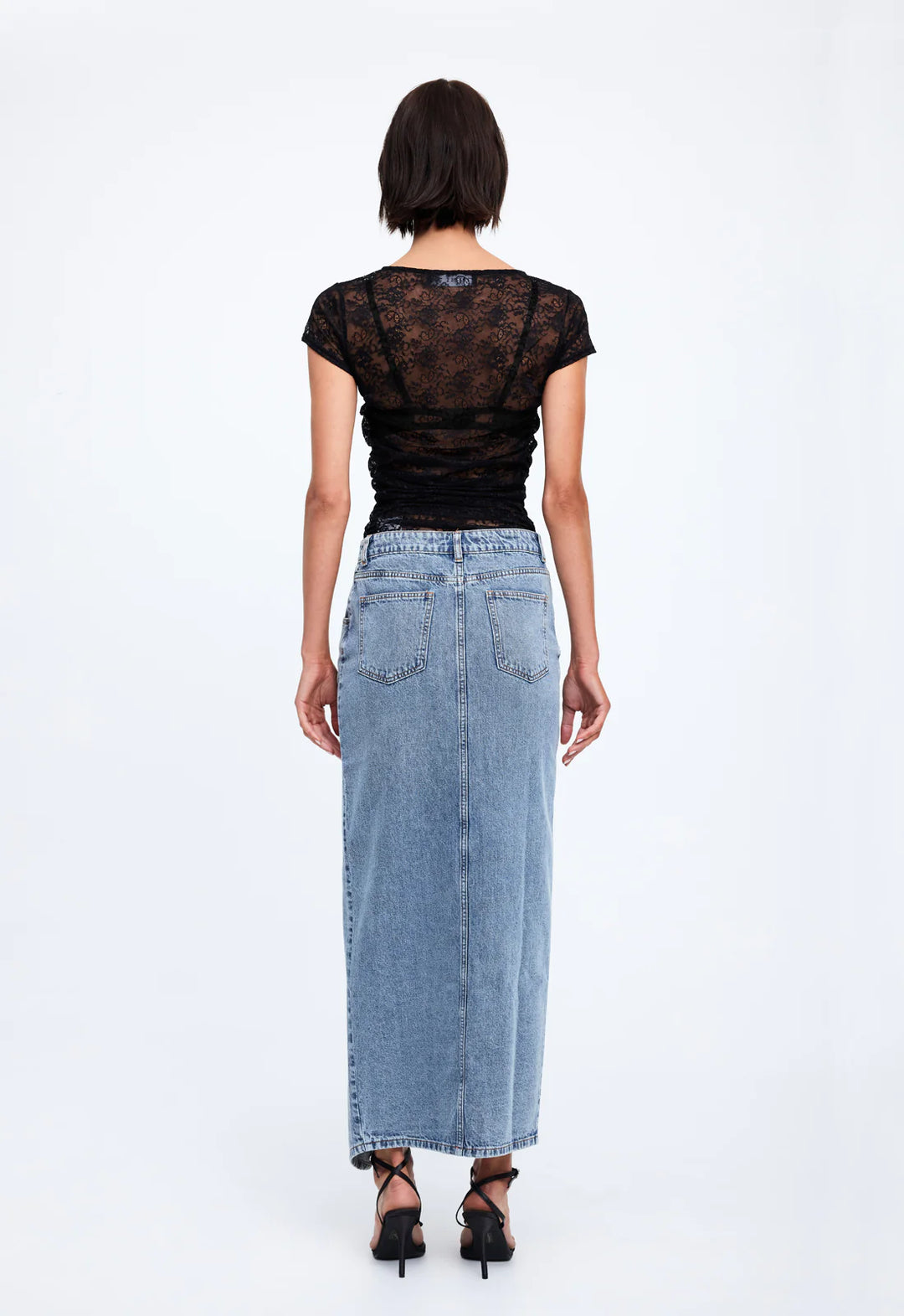 Lioness Barbie Split Midi Skirt - Faded Denim