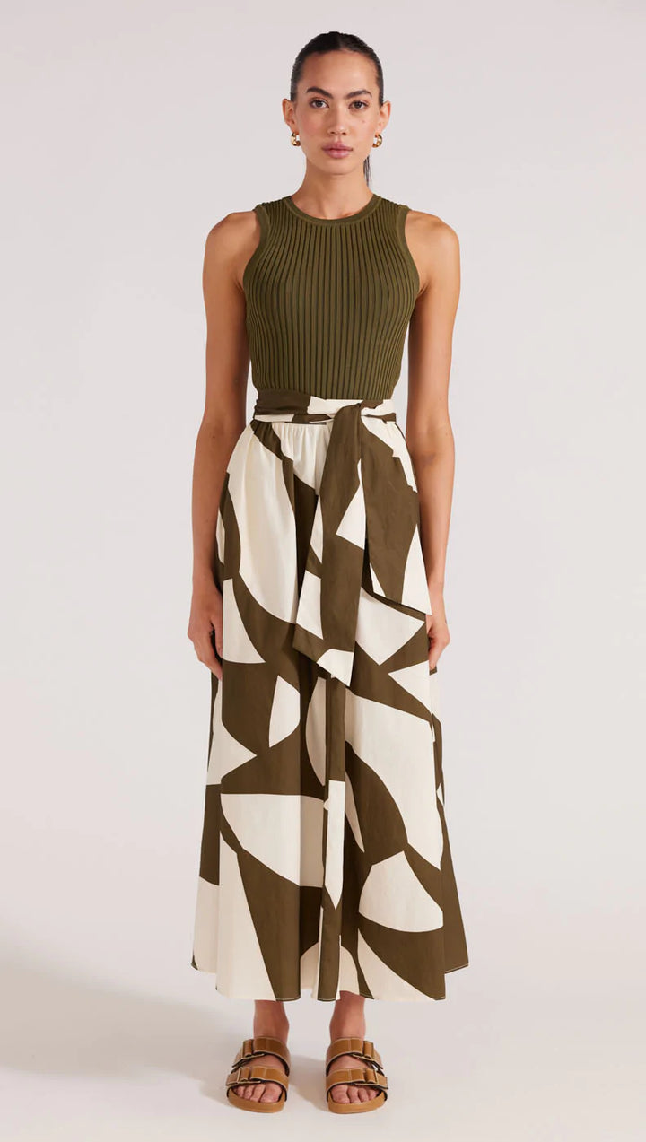 Moda Midi Skirt- Olive