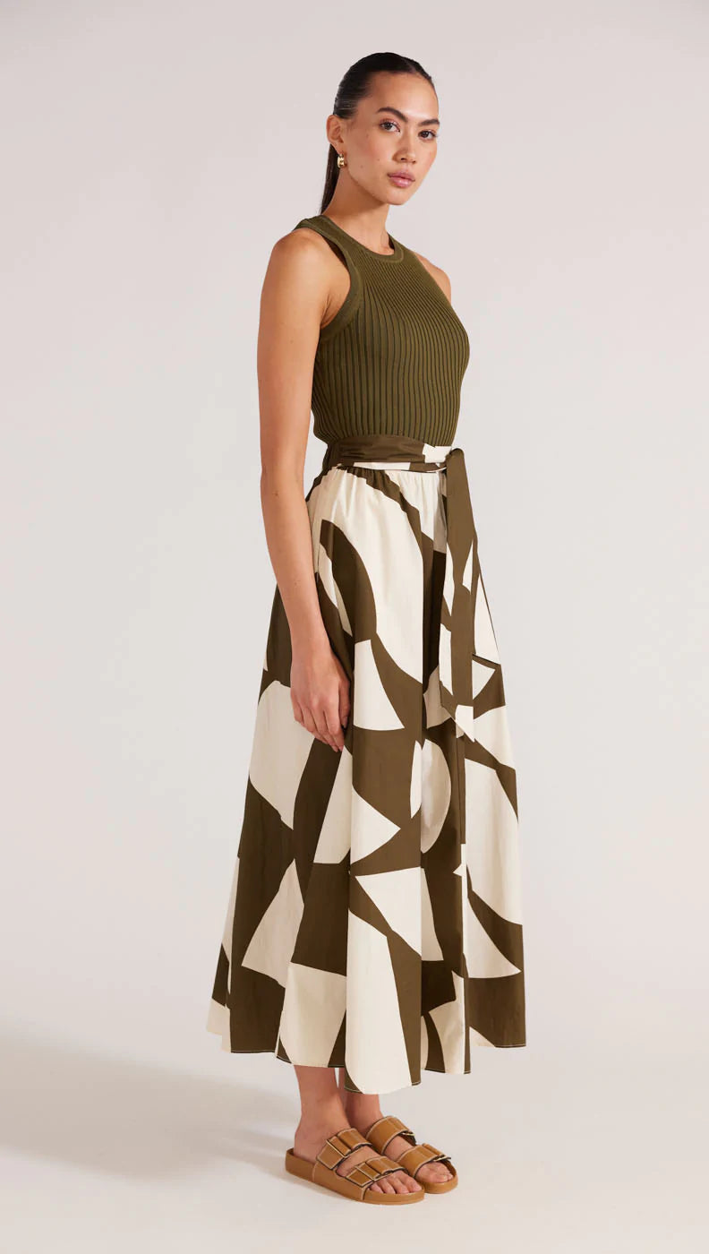 Moda Midi Skirt- Olive