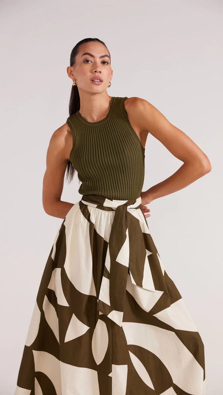Moda Midi Skirt- Olive