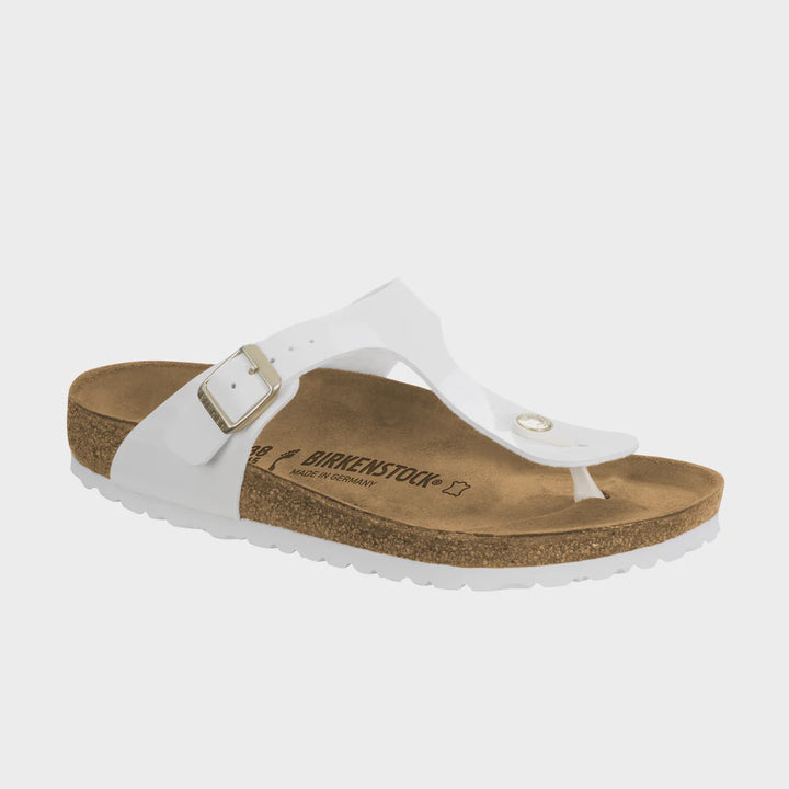 Birkenstock Gizeh White Patent Biko-Flor Narrow