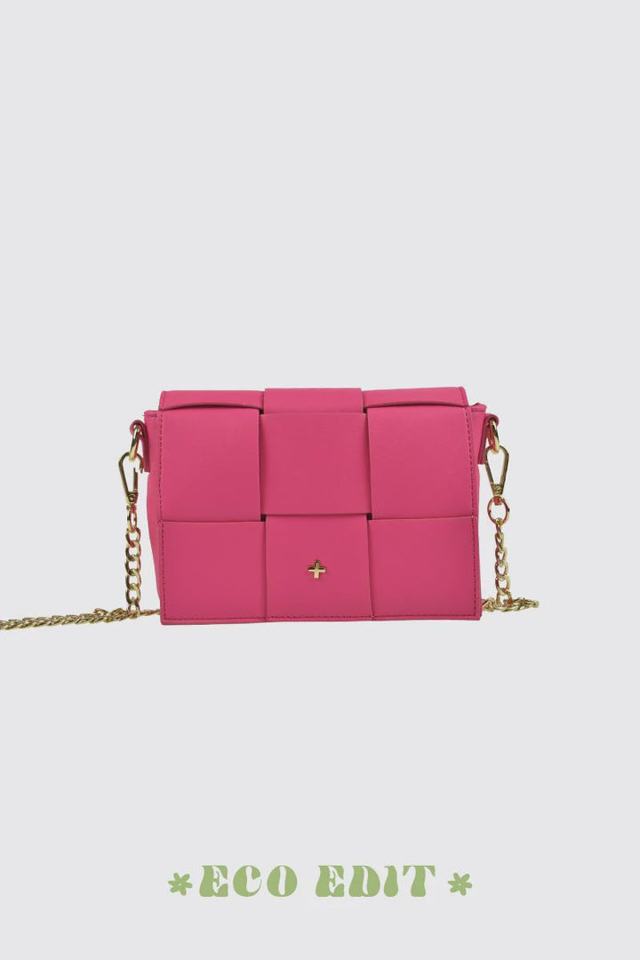 Love Mini Woven Cross Body Bag - Fuscia/Gold