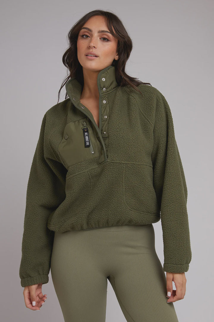 All About Eve Active Teddy 1/4 Zip - Khaki
