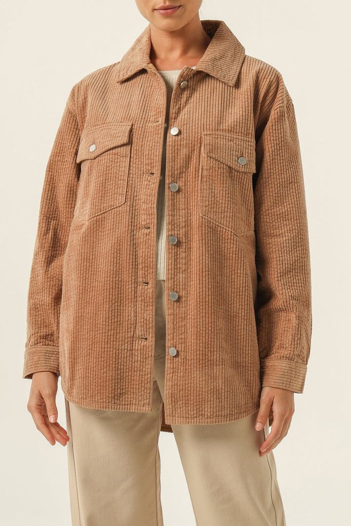 Paige Corduroy Shacket - Coffee