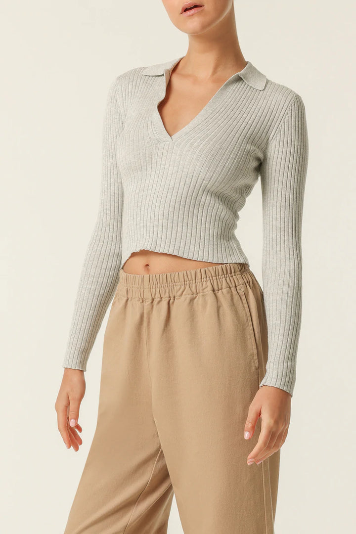 Paige Knit Top - Grey Marle
