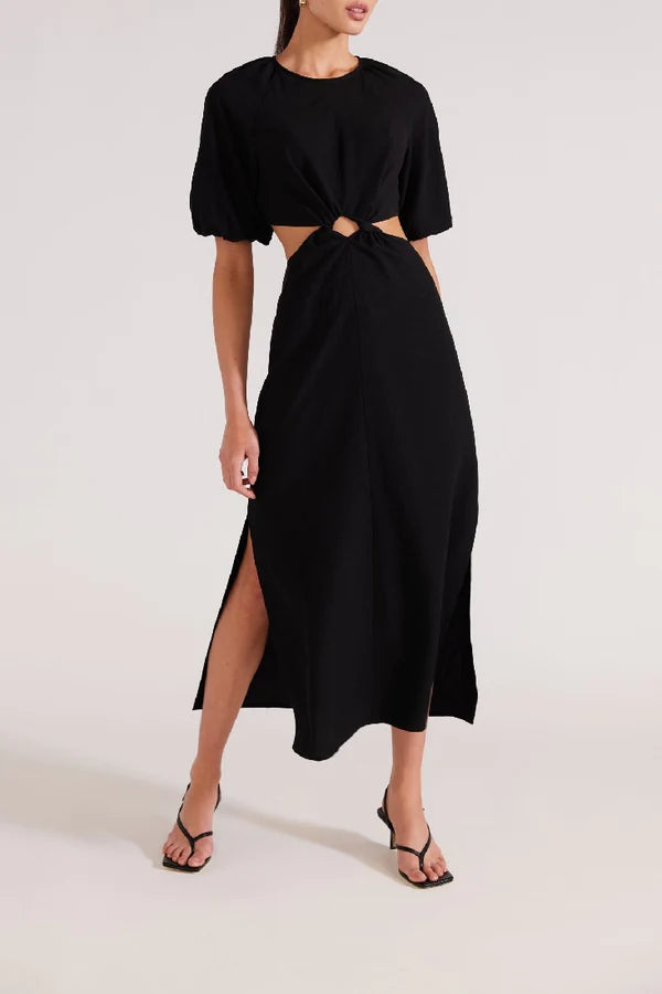 Aster Cutout Midi Dress - Black