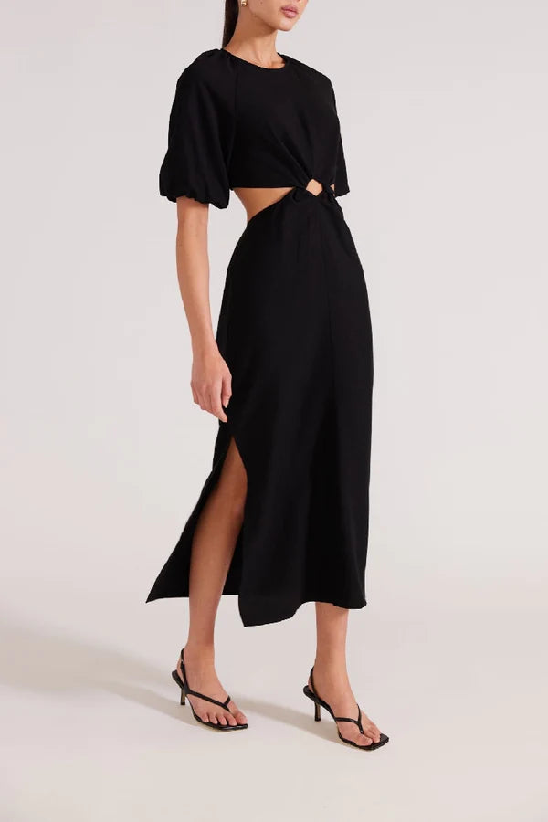 Aster Cutout Midi Dress - Black