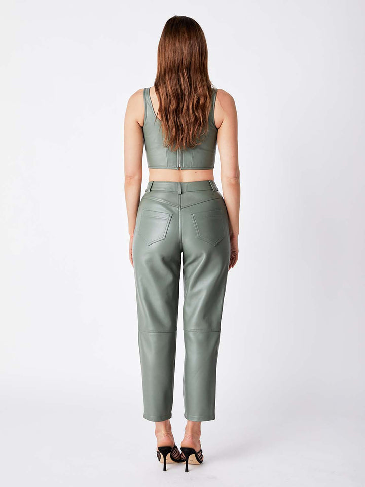 Leather Bustier - Hunter Green