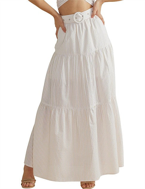 Lune Midi Skirt - White/Beige