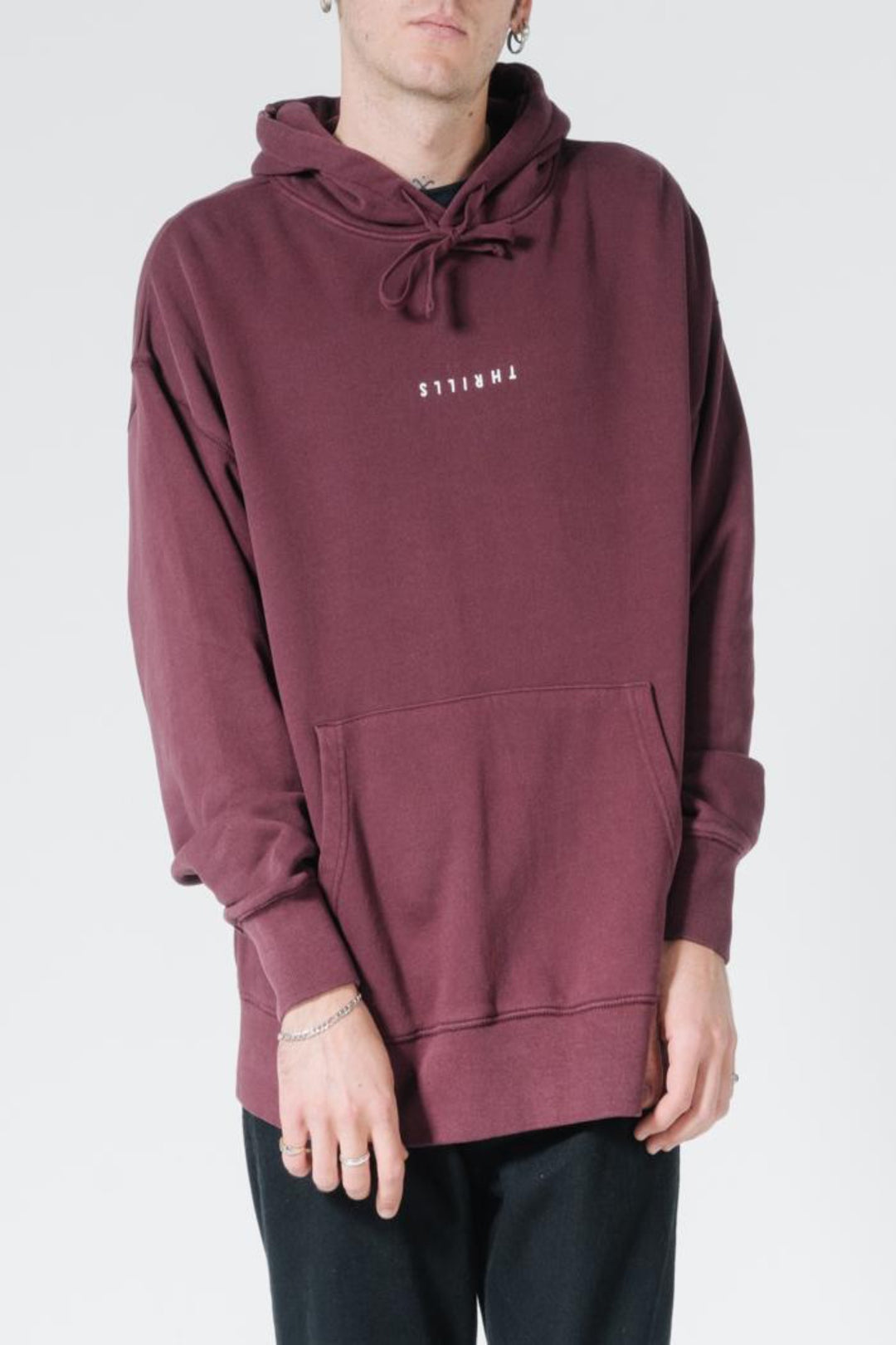 Minimal Thrills Slouch Pull On Hood- Blood Red