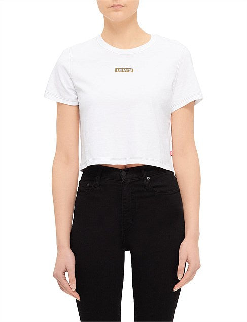GR Cropped Jordie Tee Contrast Stitch YO - White