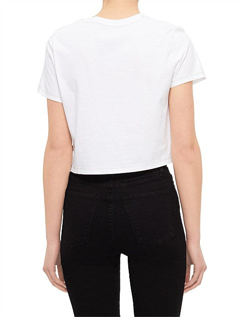 GR Cropped Jordie Tee Contrast Stitch YO - White