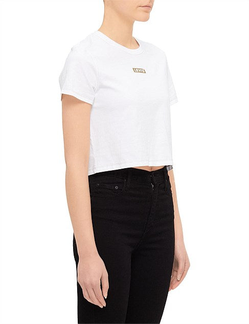 GR Cropped Jordie Tee Contrast Stitch YO - White