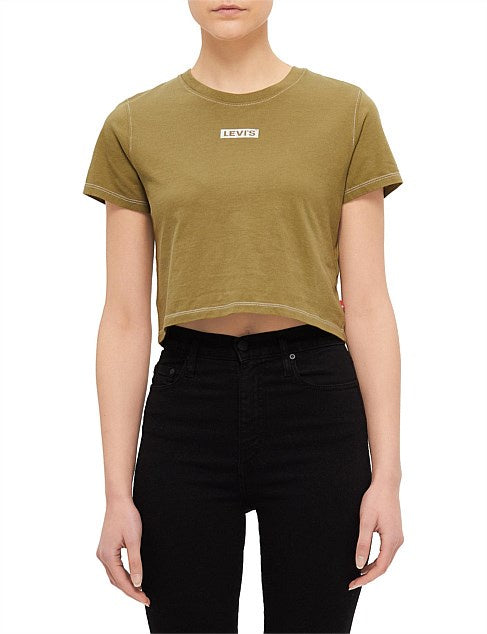 GR Cropped Jordie Tee Contrast Stitch YO - Martini Olive