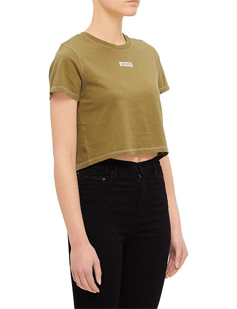 GR Cropped Jordie Tee Contrast Stitch YO - Martini Olive