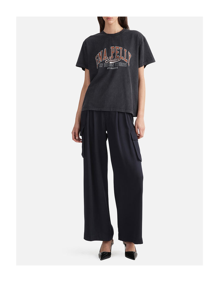 Ena Pelly Studios Collegiate Relaxed Tee- Vintage Black