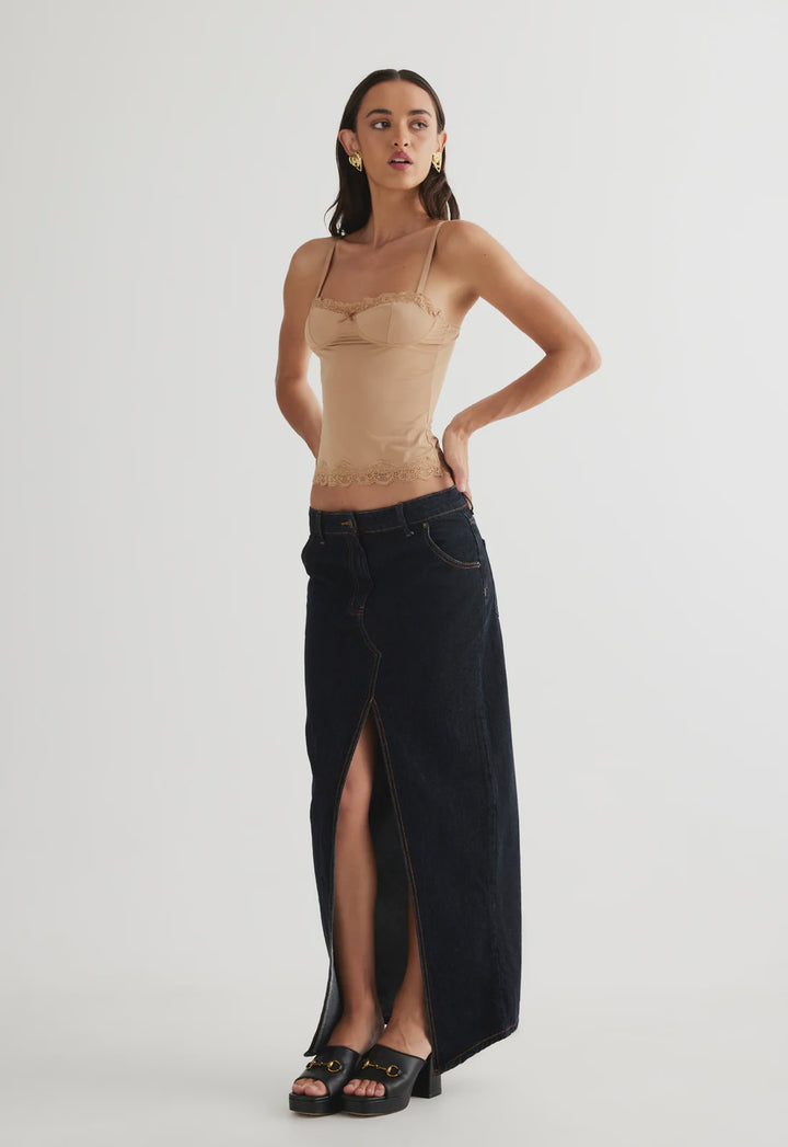 Lioness Barbie Split Midi Skirt - Dark Denim