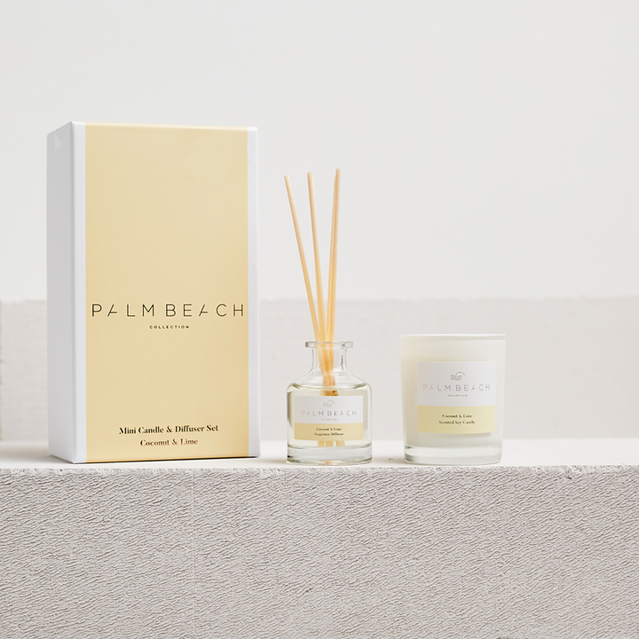 Palm Beach Collection 90g Mini Candle and 50ml Fragrance Diffuser Gift Pack - Coconut & Lime