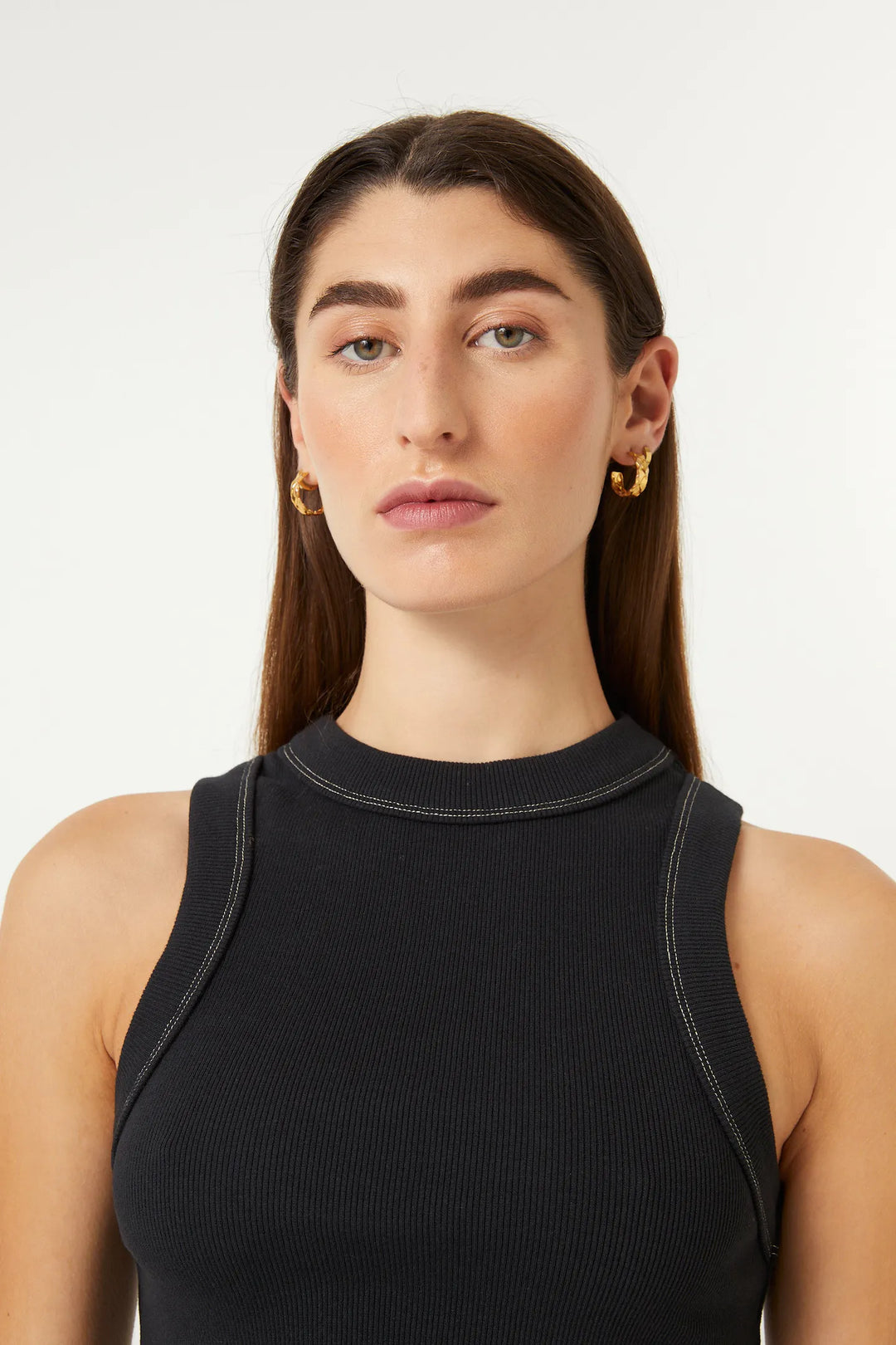 Jonesy Recut Rib Singlet - Black