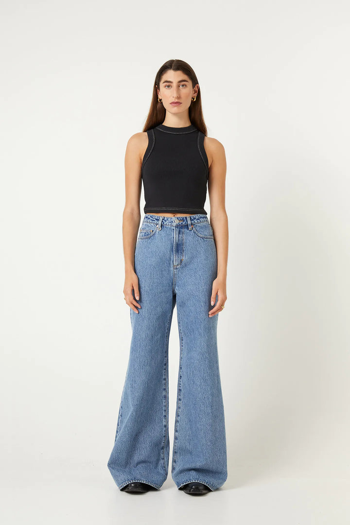 Jonesy Recut Rib Singlet - Black