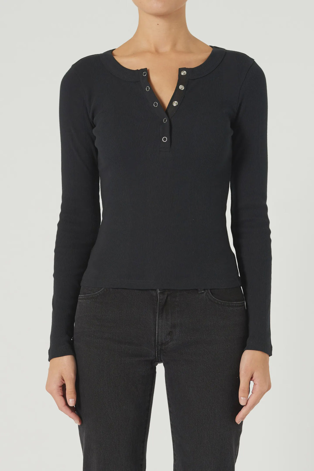 Frenchie Henley Top - Black