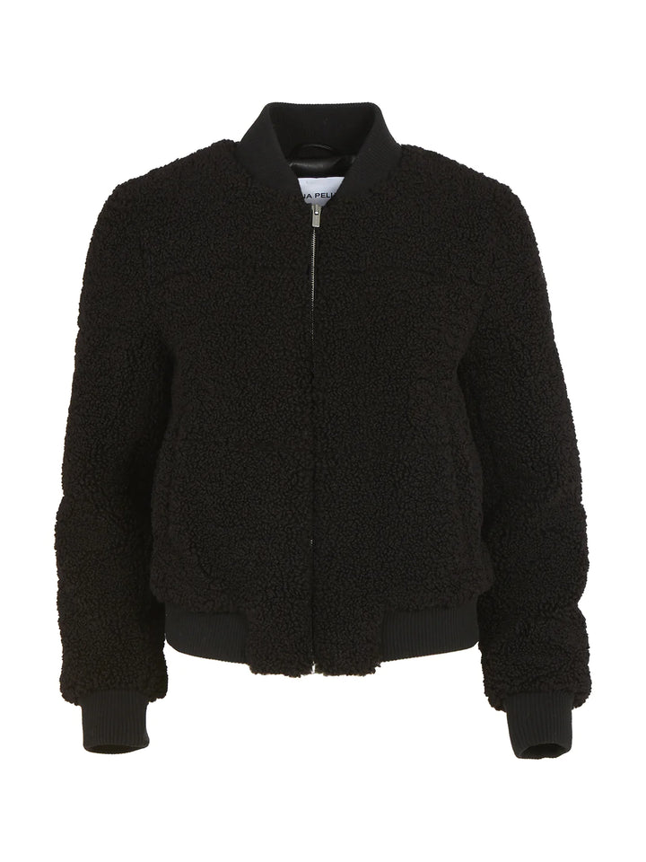 Teddy Faux Fur Bomber - Black