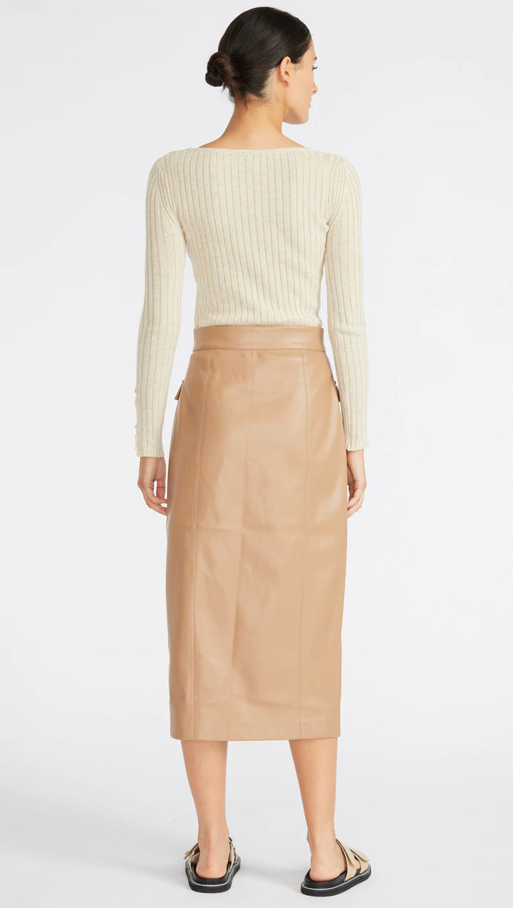 Eva Vegan Leather Skirt - Camel